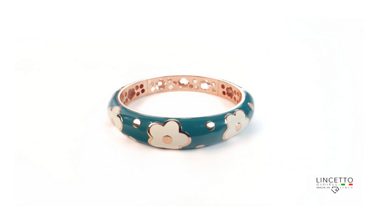 SCHIAVA FLORA VERDE PETROLIO-BIANCO