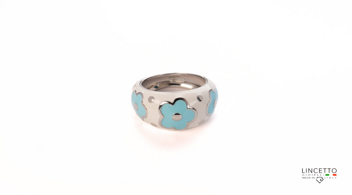 ANELLO FLORA BIANCO-AZZURRO