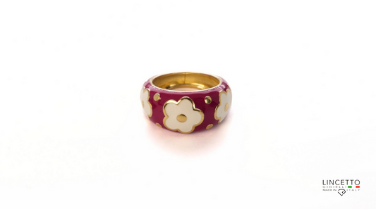 ANELLO FLORA MAGENTA-BURRO